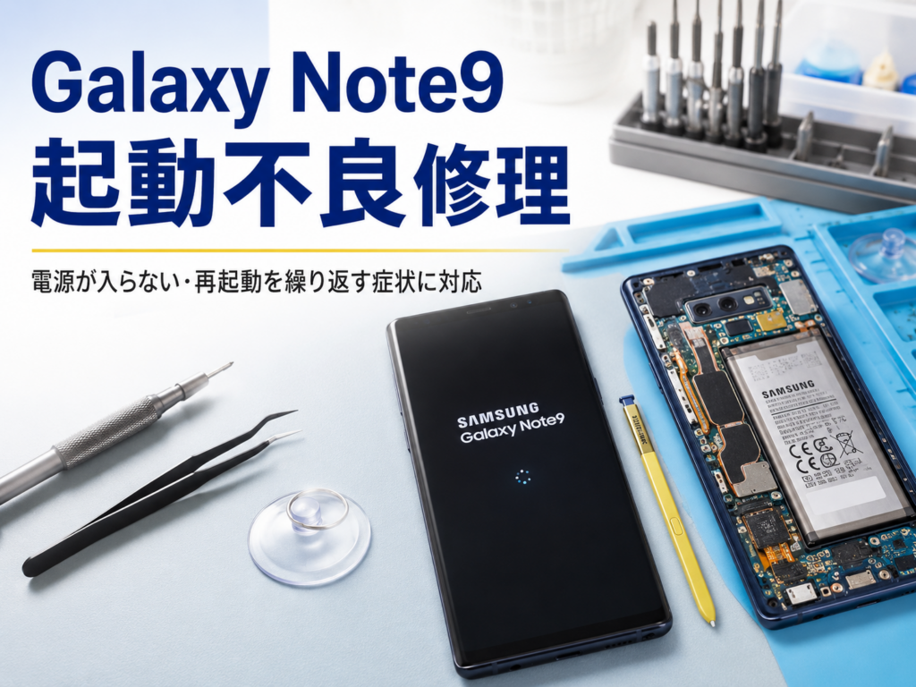 現在の画像に代替テキストがありません。ファイル名: Galaxy-Note9-起動不良修理.png